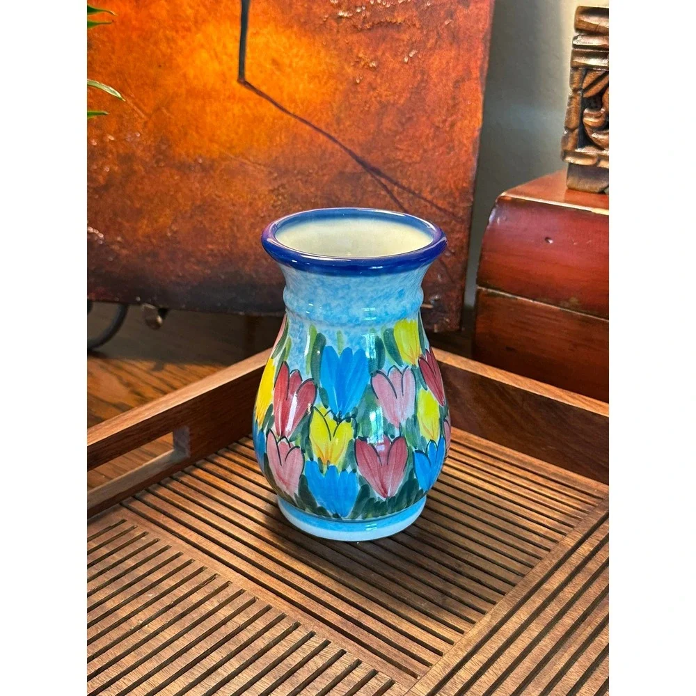 Polish Pottery Artist Signed Unikat Floral Vase 5